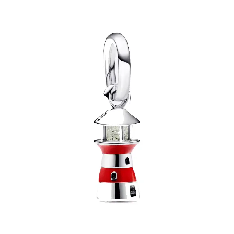 Pandora Lighthouse sterling silver dangle with red enamel and milky 792714C01