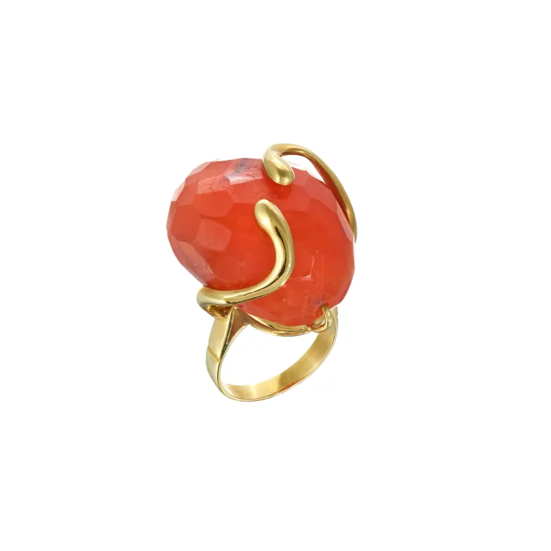 Marcolino Anel Corniola Oa Laranja 18K 10.00Gs RJAN6025