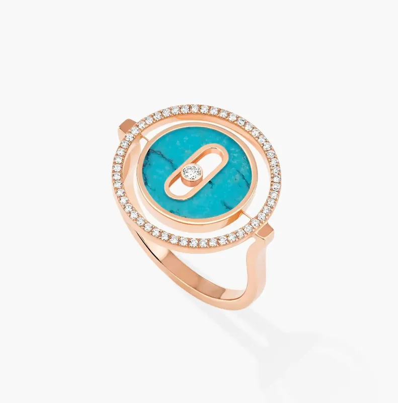 Messika Lucky Move Diamond Ring in Pink Gold and Turquoise MEK33AN12098PG53