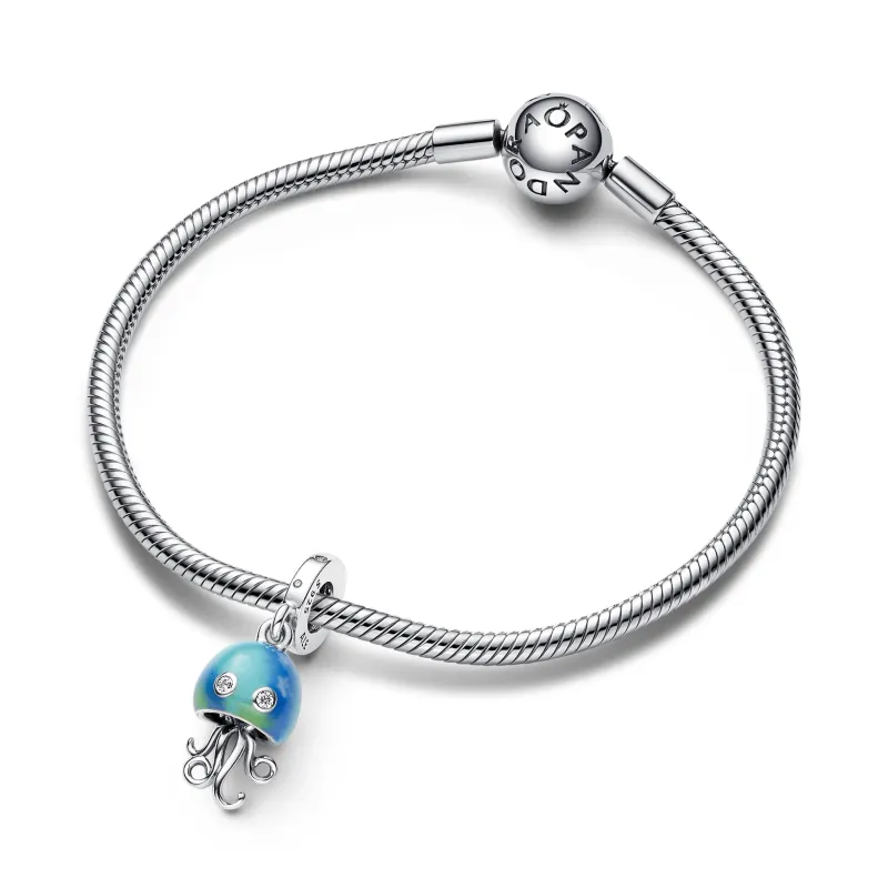 Pandora Jellyfish sterling silver dangle with clear cubic zirconia a 792704C01