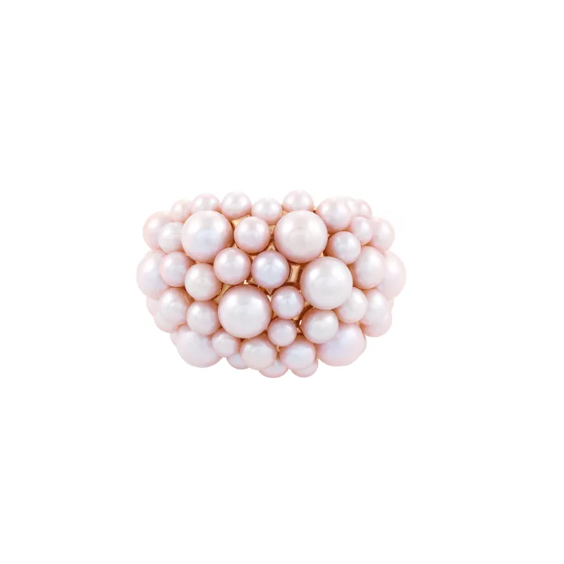 Marcolino Gold Violet Pearls Cocktail Ring A115A3