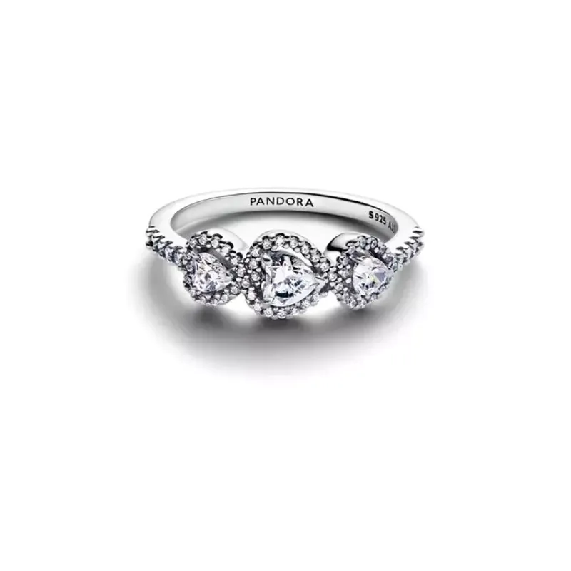 Pandora Triple Ring with Cubic Zirconia in a Heart Shape 194413C01-56