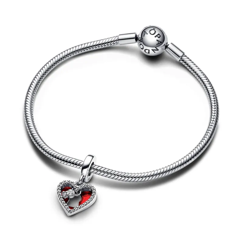 Pandora Conta Pendente Dupla Coração Vermelho e Fechadura 793119C01