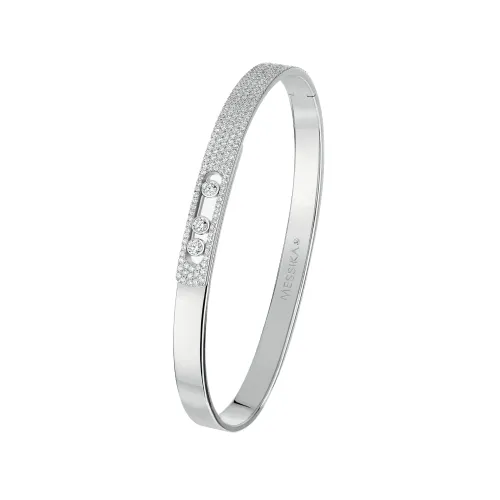 Image White Gold Pavé Diamond Bangle Bracelet Move Noa