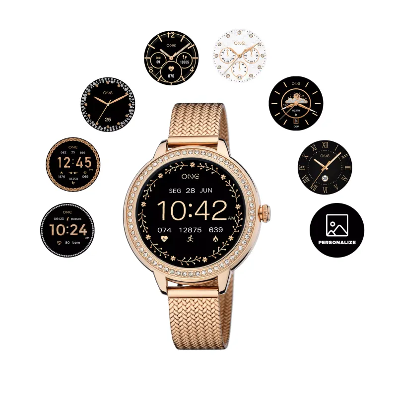 One Watch Smartwatch One Mini Spark Rose Gold Mesh OSW9811RM51L