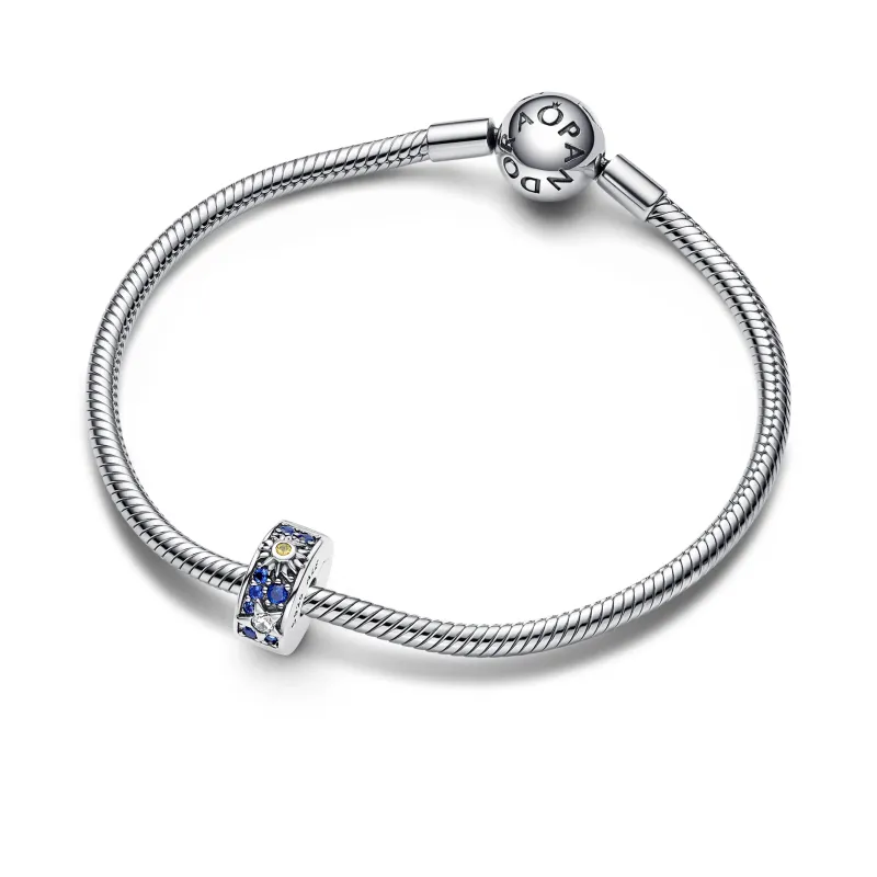 Pandora Celestial sterling silver clip with royal blue crystal, nigh 792681C01