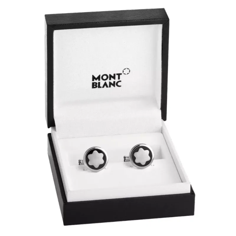 Montblanc Cufflinks Steel Snowcap Ony inlay 116661