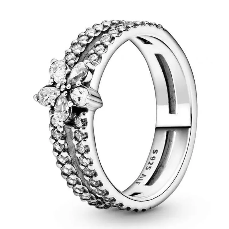 Pandora Sparkling Snowflake Double Ring 199236C01-52