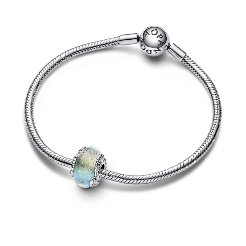 Pandora Feather sterling silver charm with pink dichroic multicolor 792577C00