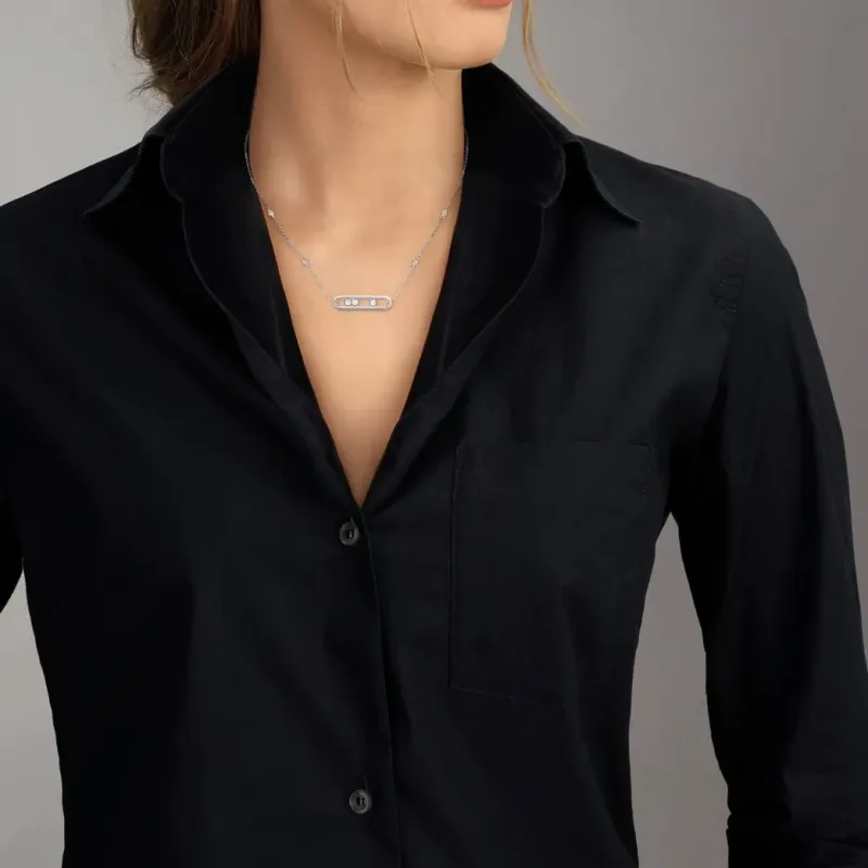 Messika Colar Move Classique Ouro Branco com Diamantes MEK.01.FI.3997.WG