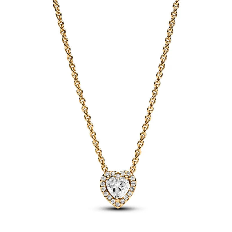 Pandora Heart 14k gold-plated collier with clear cubic zirconia 368425C01-45