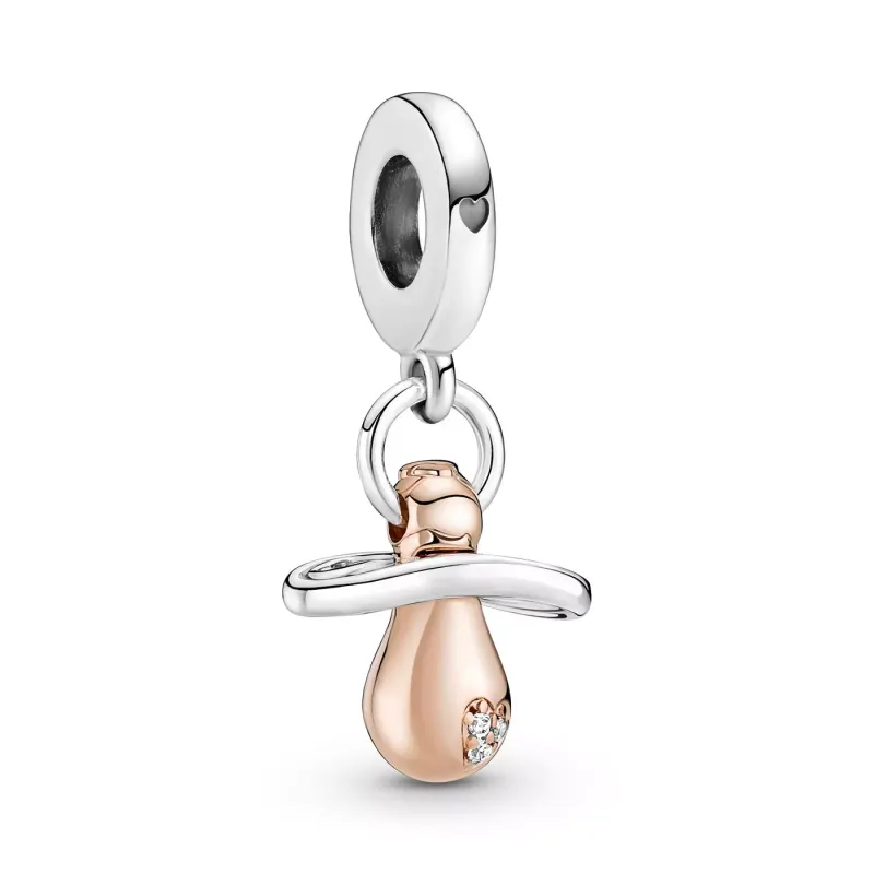 Pandora Pacifier sterling silver and 14k rose gold-plated dangle wit 781490C01