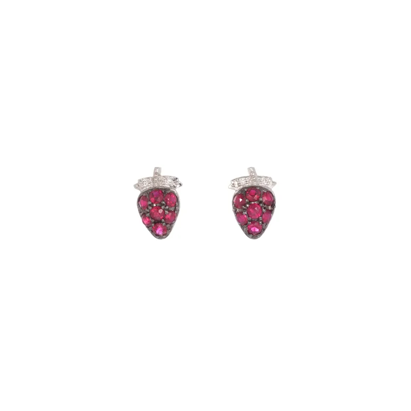 Marcolino Brincos Morangos com Diamantes e Rubis O173RU
