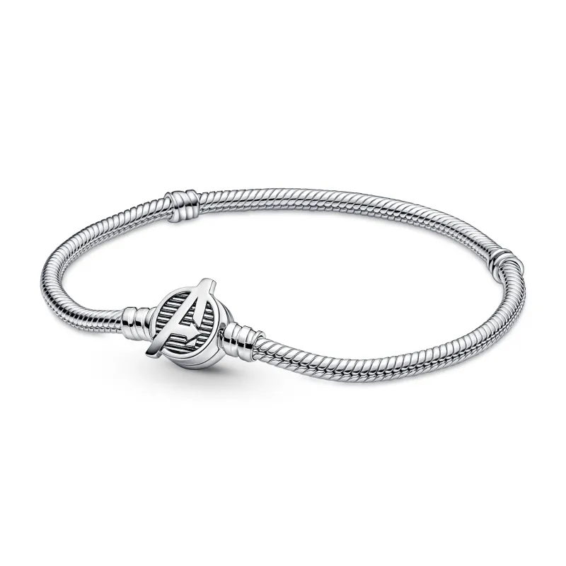 Pandora Snake chain sterling silver bracelet with Marvel The Avenger 590784C00-18
