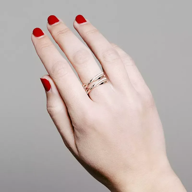 Marcolino Anel Ouro Branco com Diamantes R0140D64AU.GVS.14