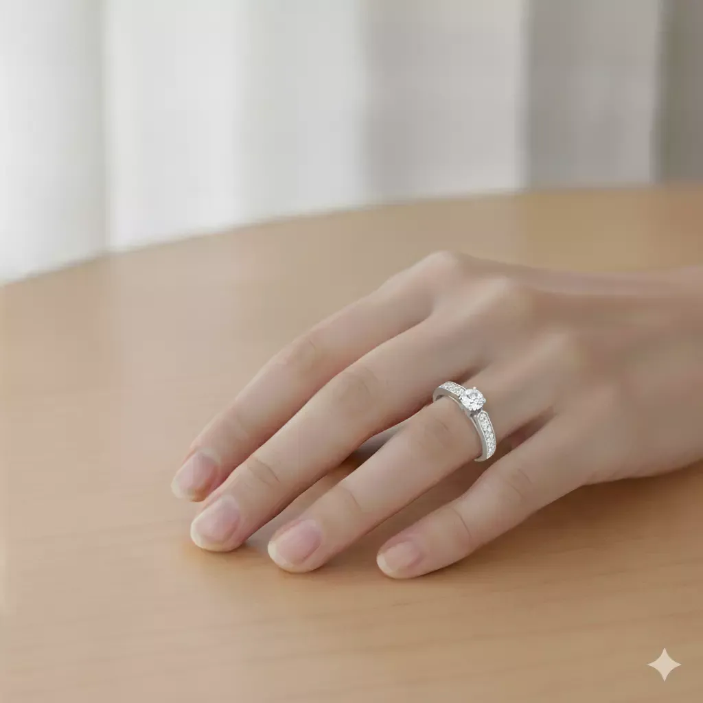 Anel Ouro Branco com Diamantes