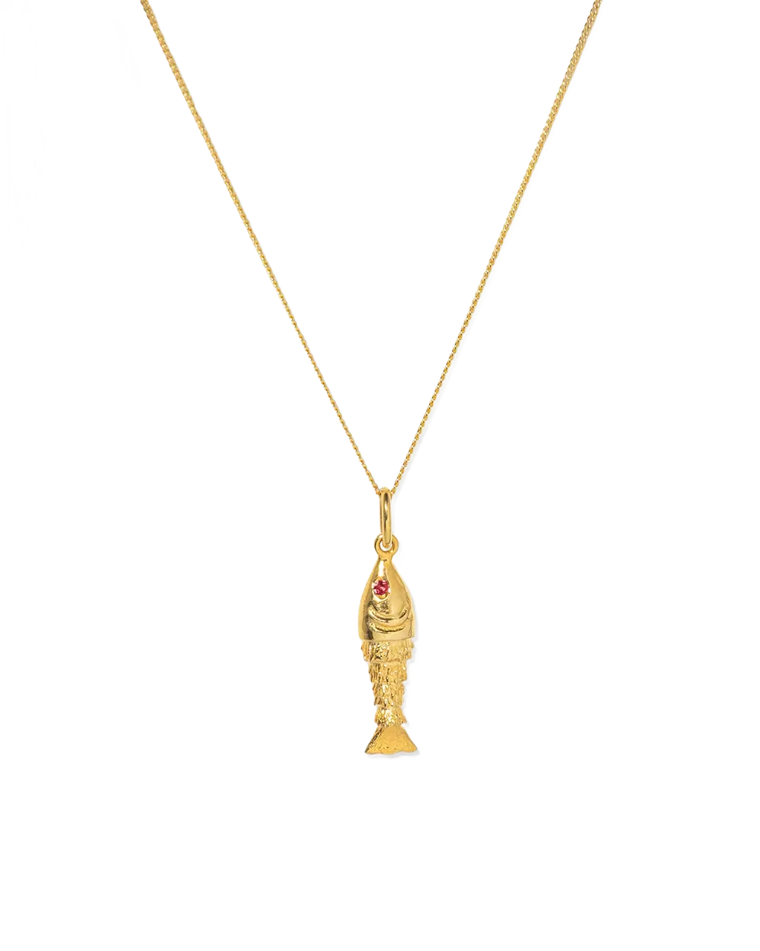 Colar compendente peixe, em prata 925 com banho de ouro