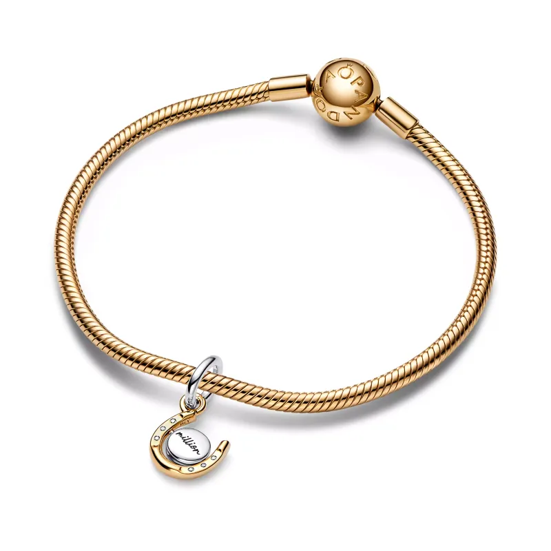 Pandora Spinnable horseshoe sterling silver and 14k gold-plated 762713C01