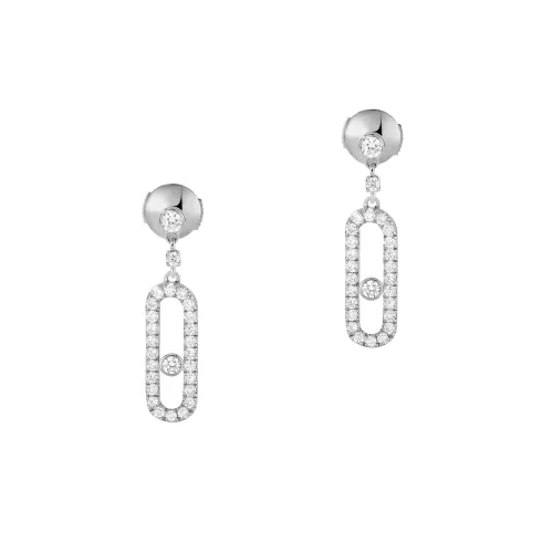 Brincos de Ouro Branco com Diamantes Move Uno