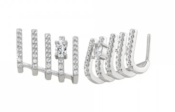 Brincos Party Glow Five Lines Shiny Silver