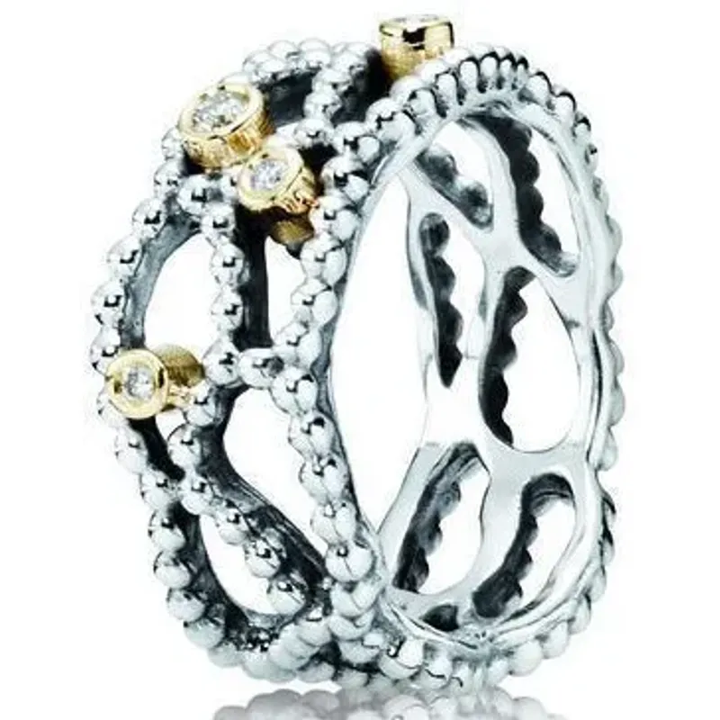Pandora Anel Pandora Em Prata E Ouro 190604D-56