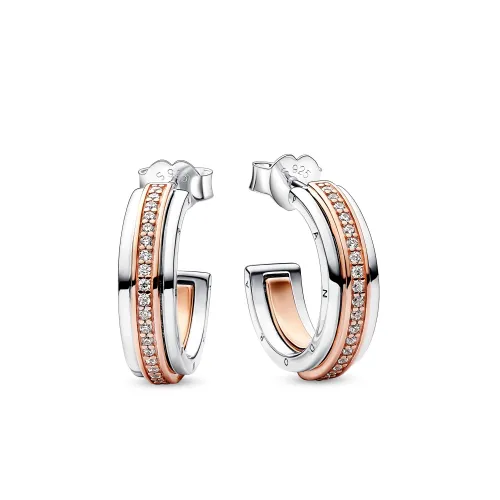 Argolas Signature Dois Tons Logo & Pavé                     