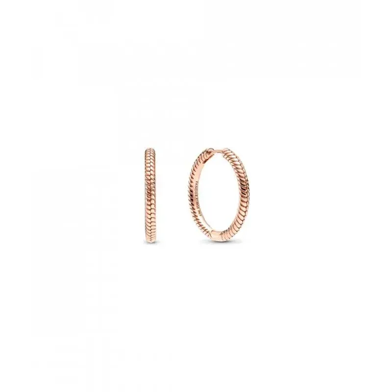 Pandora Snake chain pattern 14k rose gold-plated hoop earrings 289532C00