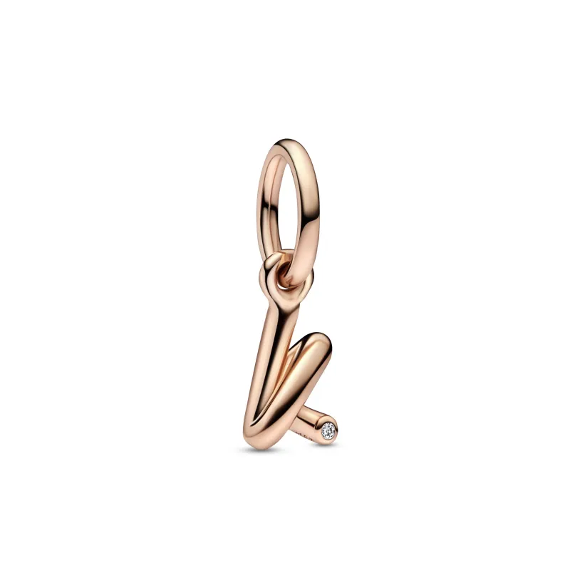 Pandora Letter k 14k rose gold-plated dangle with clear cubic zircon 782460C01