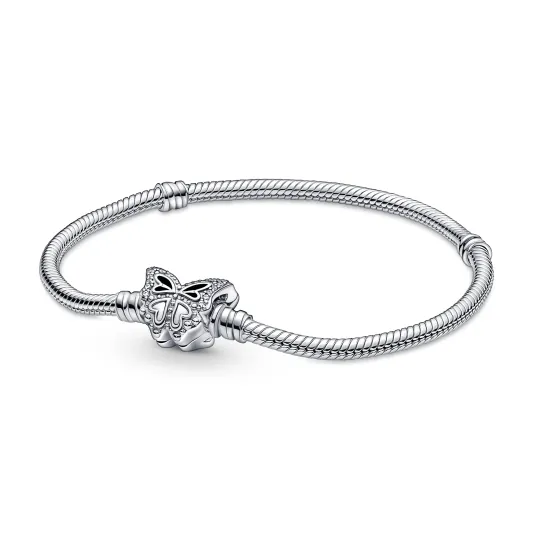 Pandora Moments Butterfly Clasp Snake Chain Bracelet 590782C01-17