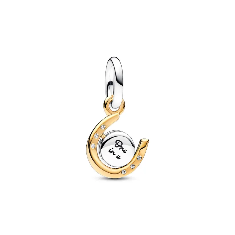Pandora Spinnable horseshoe sterling silver and 14k gold-plated 762713C01