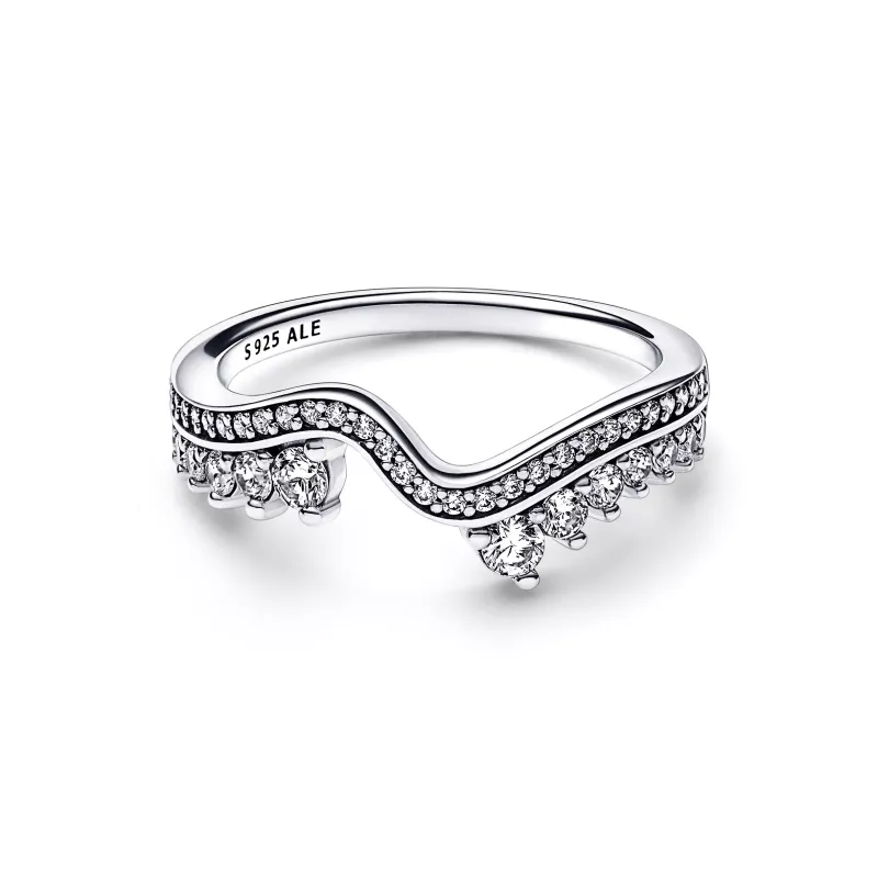 Pandora Anel Sparkling Asymetrics Wave 192543C01-54