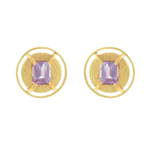 Marcolino Yellow Gold Earrings with Amethyst BL45