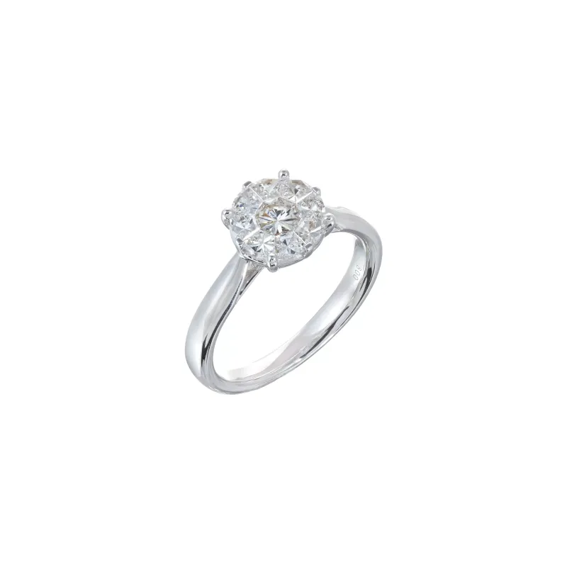 Marcolino Anel Ouro Branco com Diamantes FA1349-16