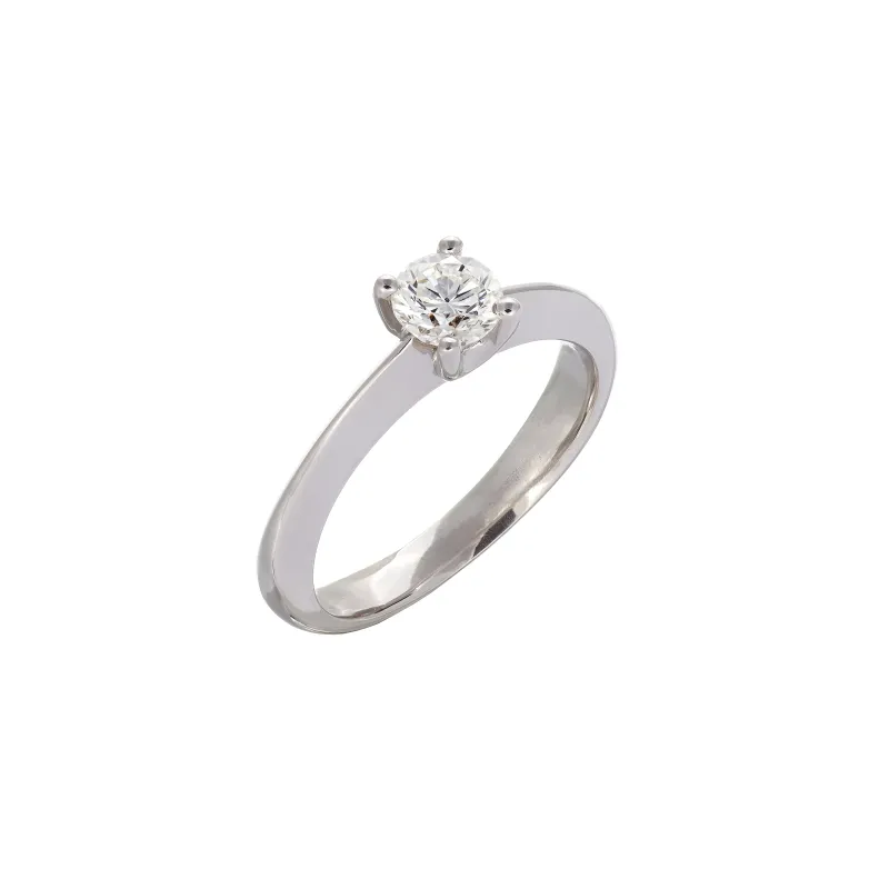 Marcolino Anel Solitário Ouro Branco com Diamante AN202203