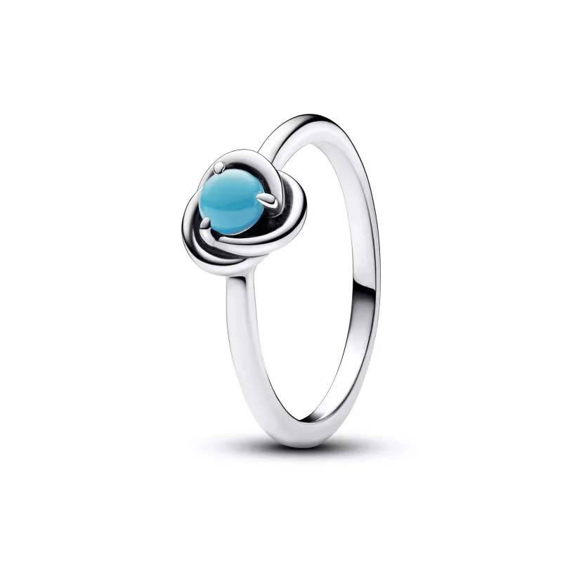 Pandora Sterling silver ring with capri blue crystal 192993C12-50