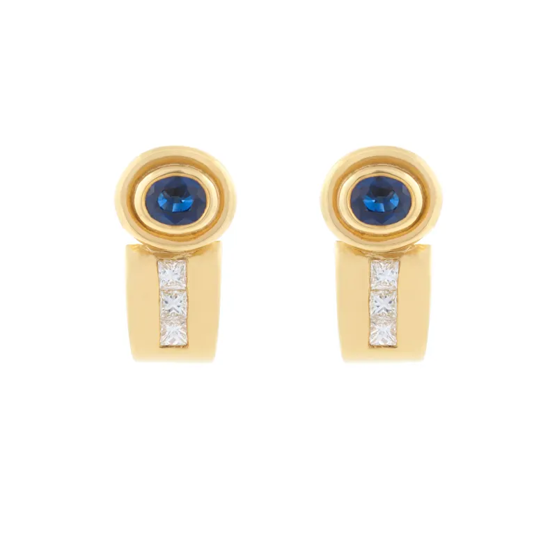 Marcolino Brincos Ouro Branco com Safira 300165