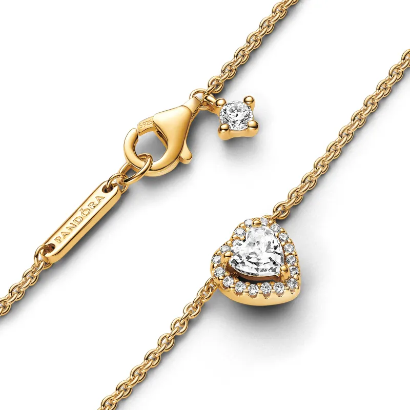 Pandora Heart 14k gold-plated collier with clear cubic zirconia 368425C01-45