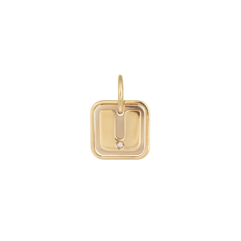 Marcolino Medalha Letra Ouro Bicolor com Diamantes 201666