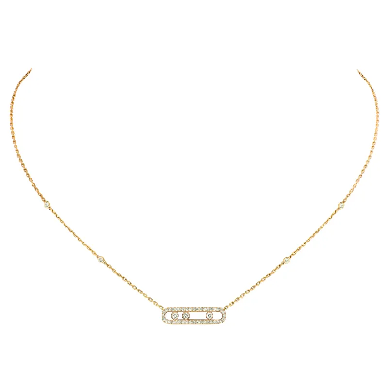 Messika Colar Baby Move Classique Ouro Branco com Diamantes MEK.01.FI.4322.YG