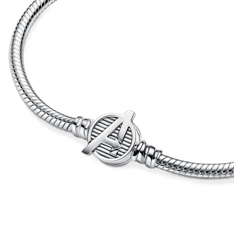 Pandora Snake chain sterling silver bracelet with Marvel The Avenger 590784C00-18