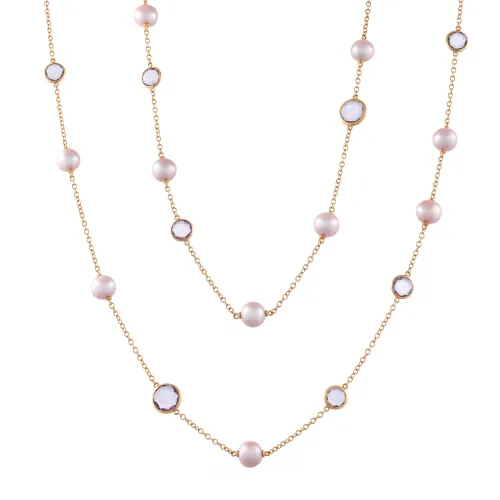 Colar em Ouro Rosa e Pérolas                                