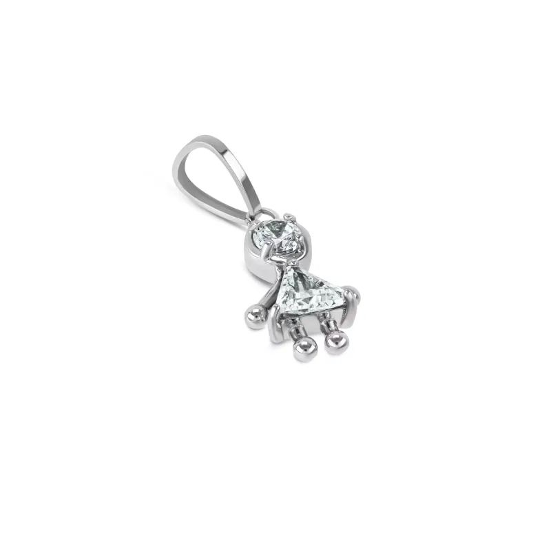 One Energy Girl Crystal Silver Charm OJEBC726