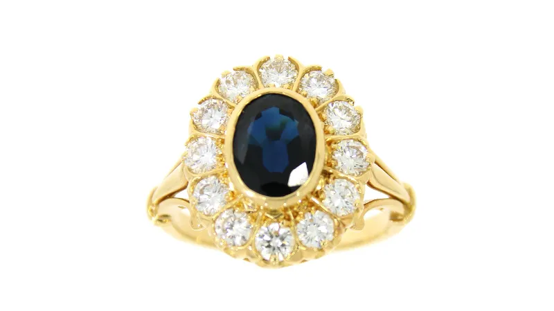 Marcolino Anel O.A. com Brilhantes e Safira OANA18345