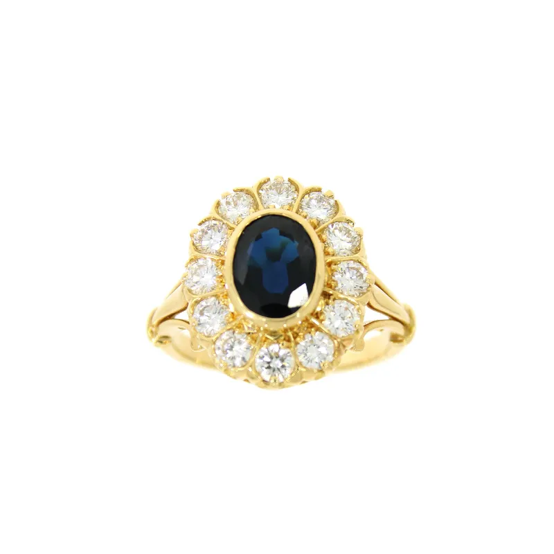 Marcolino Anel O.A. com Brilhantes e Safira OANA18345