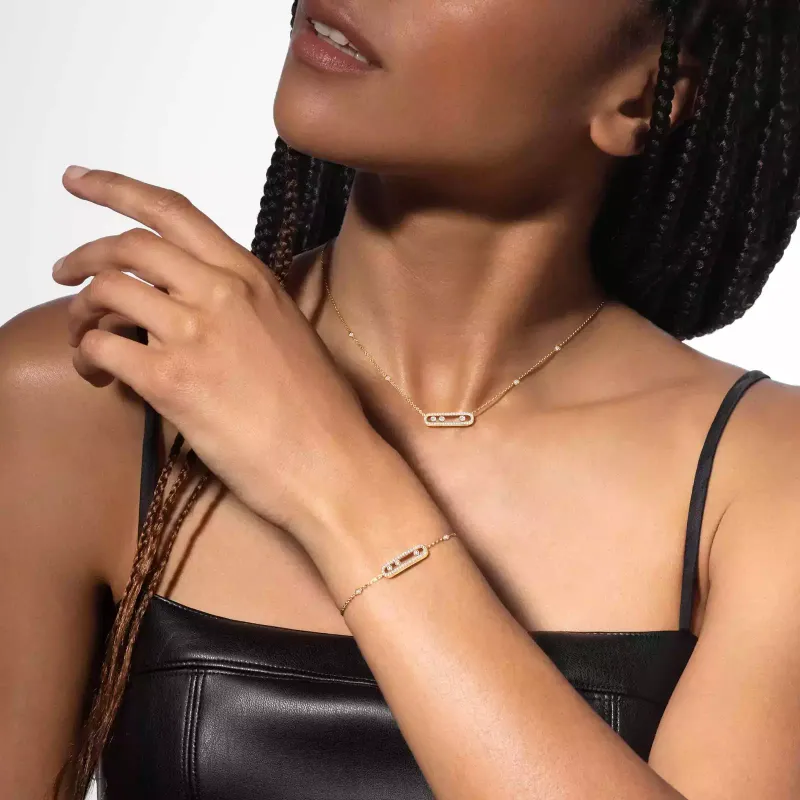 Messika Pulseira Baby Move Classique Ouro Amarelo com Diamantes MEK.01.PU.04325.YG