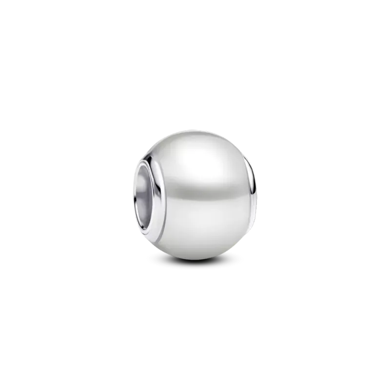 Pandora Conta com pérola artificial lacada a branco 793781C01