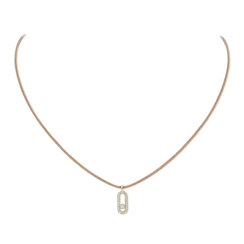 Messika MESSIKA CARE(s) Diamond Pavé Beige Cord Necklace in Yellow G FI.14105.YG
