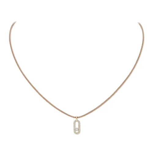 Image MESSIKA CARE(s) Diamond Pavé Beige Cord Necklace in Yellow G