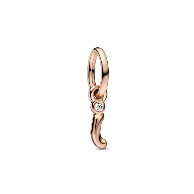 Pandora Letter i 14k rose gold-plated dangle with clear cubic zircon 782473C01