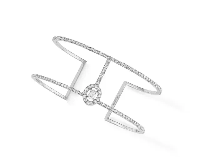 Image White Gold Diamond Pavé Cuff Bracelet Glam´Azone Skinny